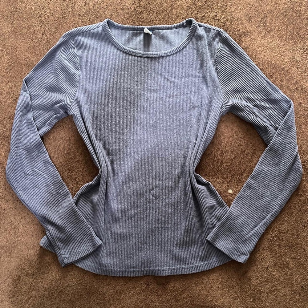 Old Navy Women’s Large Navy Ribbed Basic Staple Comfortable Longsleeve Tee